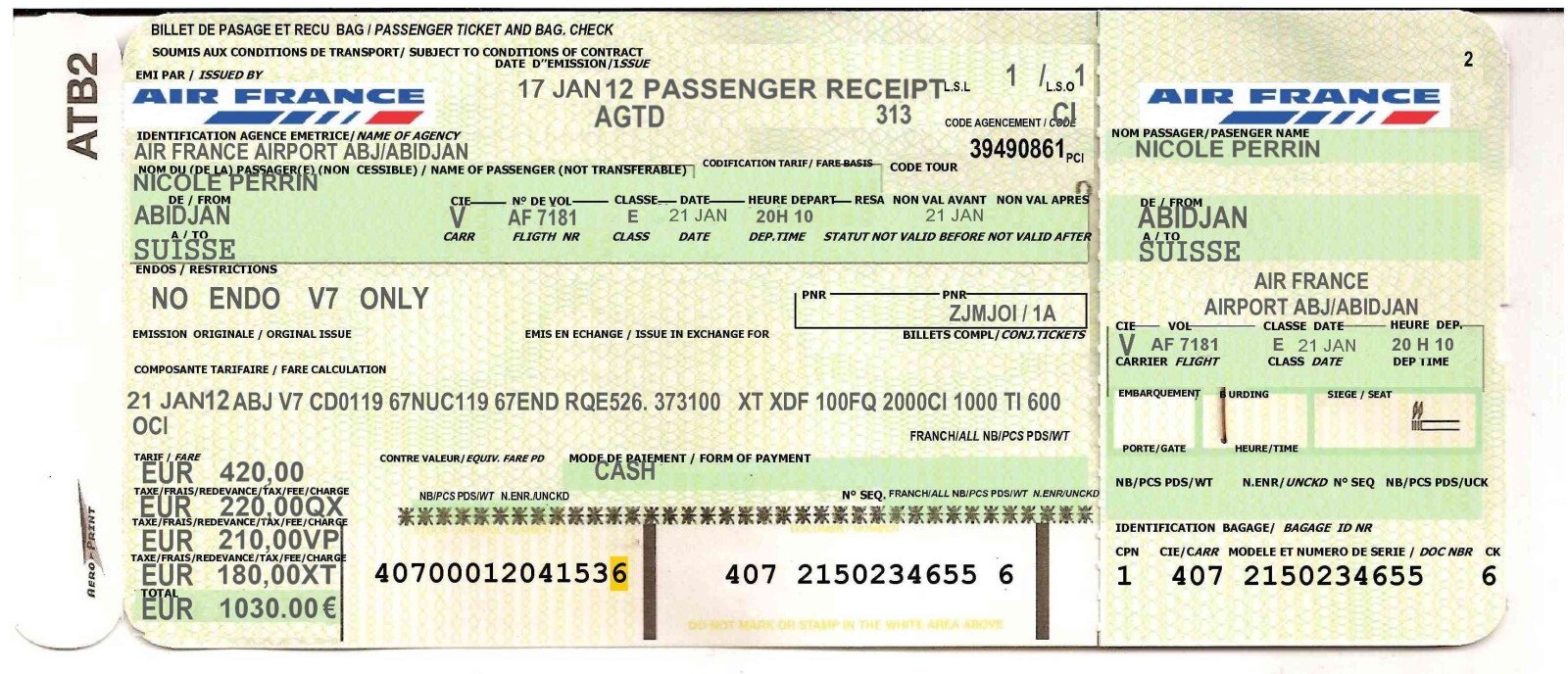 Billet D Avion Air France Vierge Billet D'avion Factice À Personnaliser : Kimi Tam Francais: Mon billet